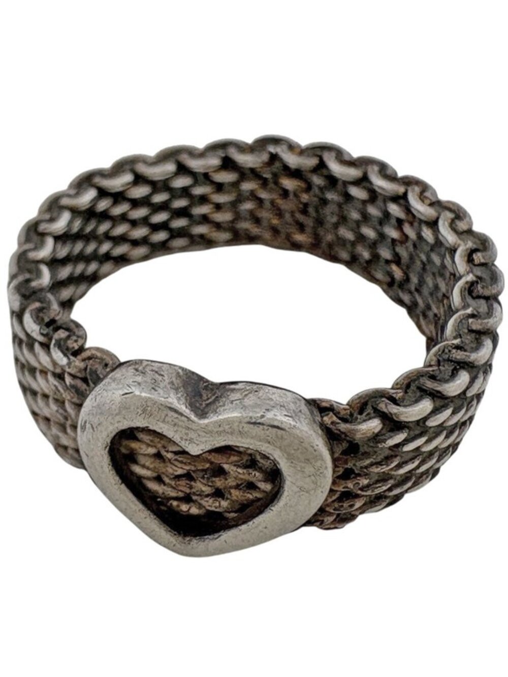 Tiffany & Co Somerset Mesh Heart Ring 925 Sterling Silver